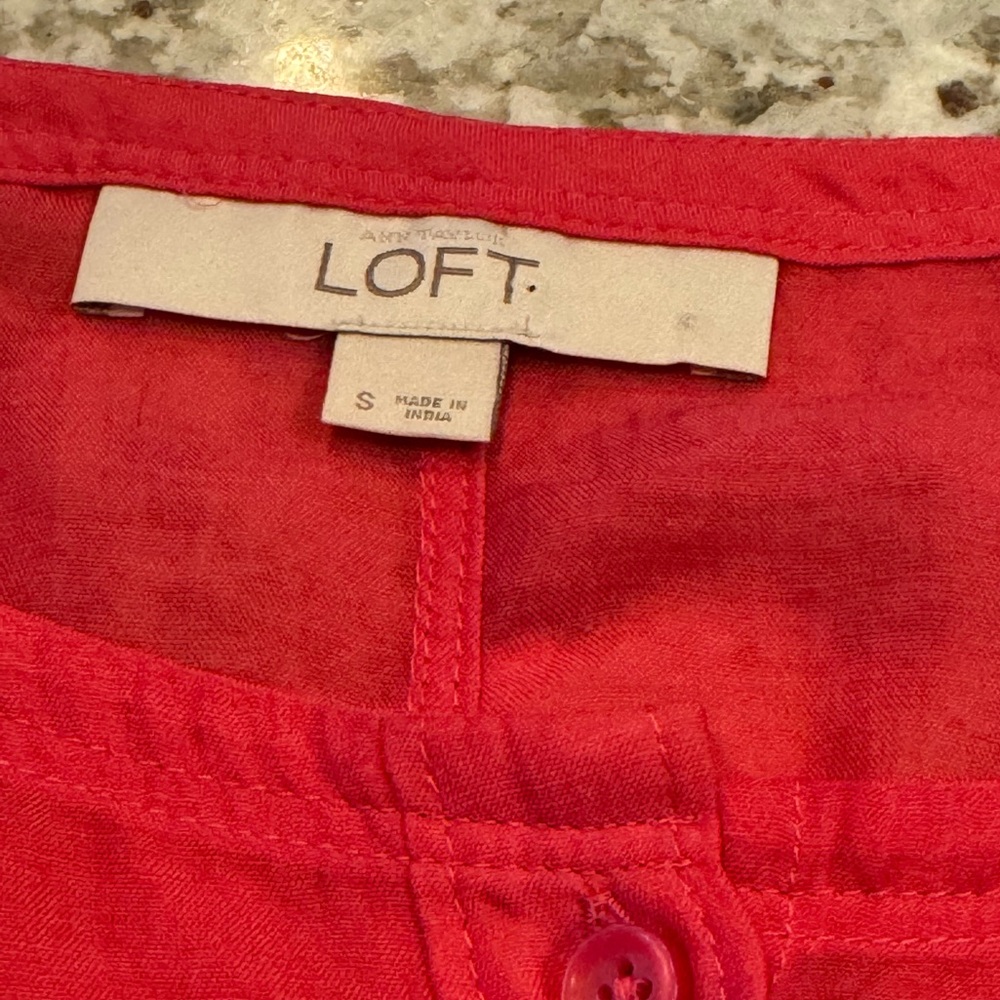 LOFT Vibrant Pink Long Sleeve‎ Blouse - Picture 7 of 7